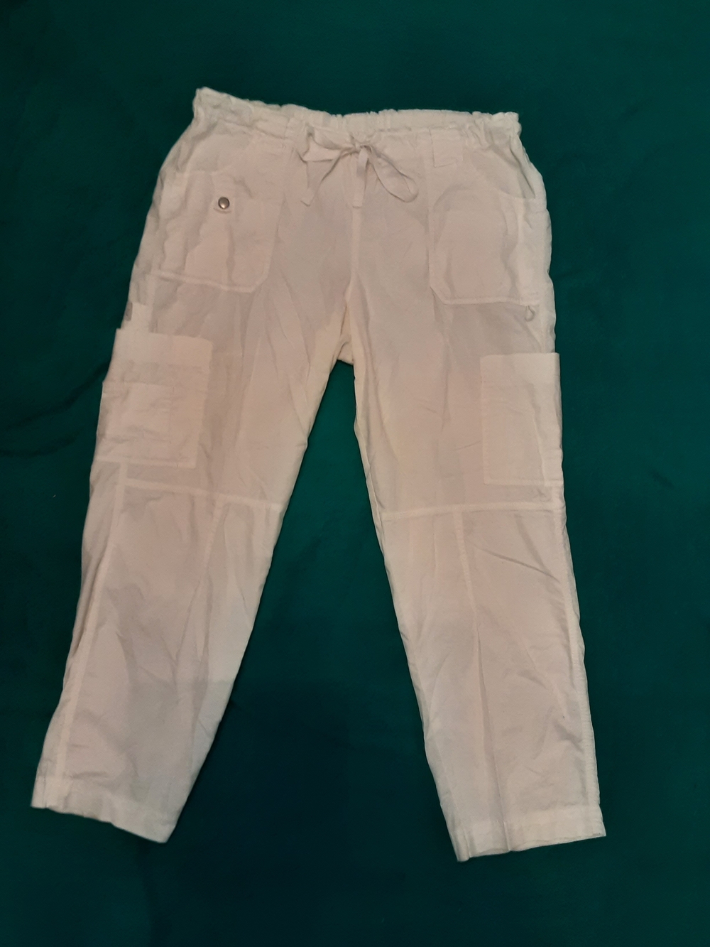 Dickies White Drawstring Cargo Cotton Blend Pants